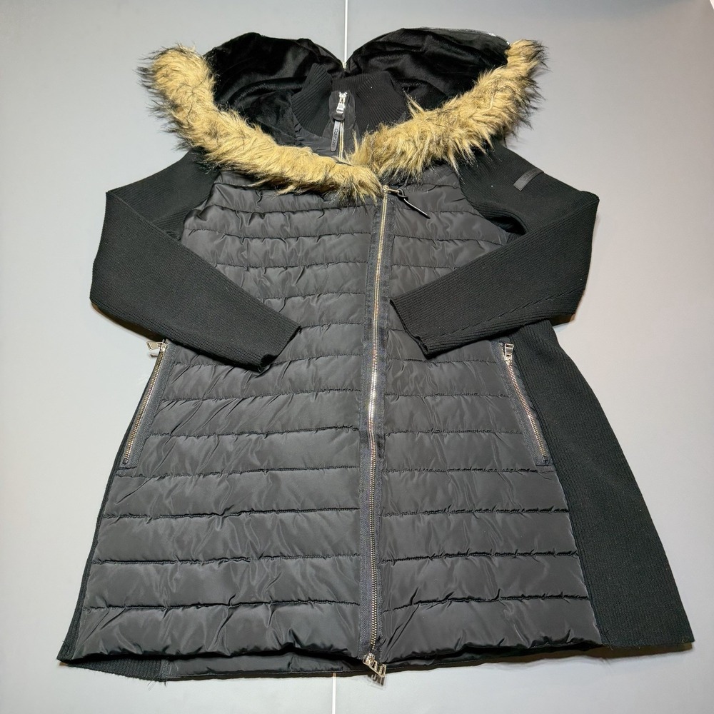 Calvin Klein Performance PFSX4418 Womens 1X‎ Repel Bomber Faux Fur Hooded Coat